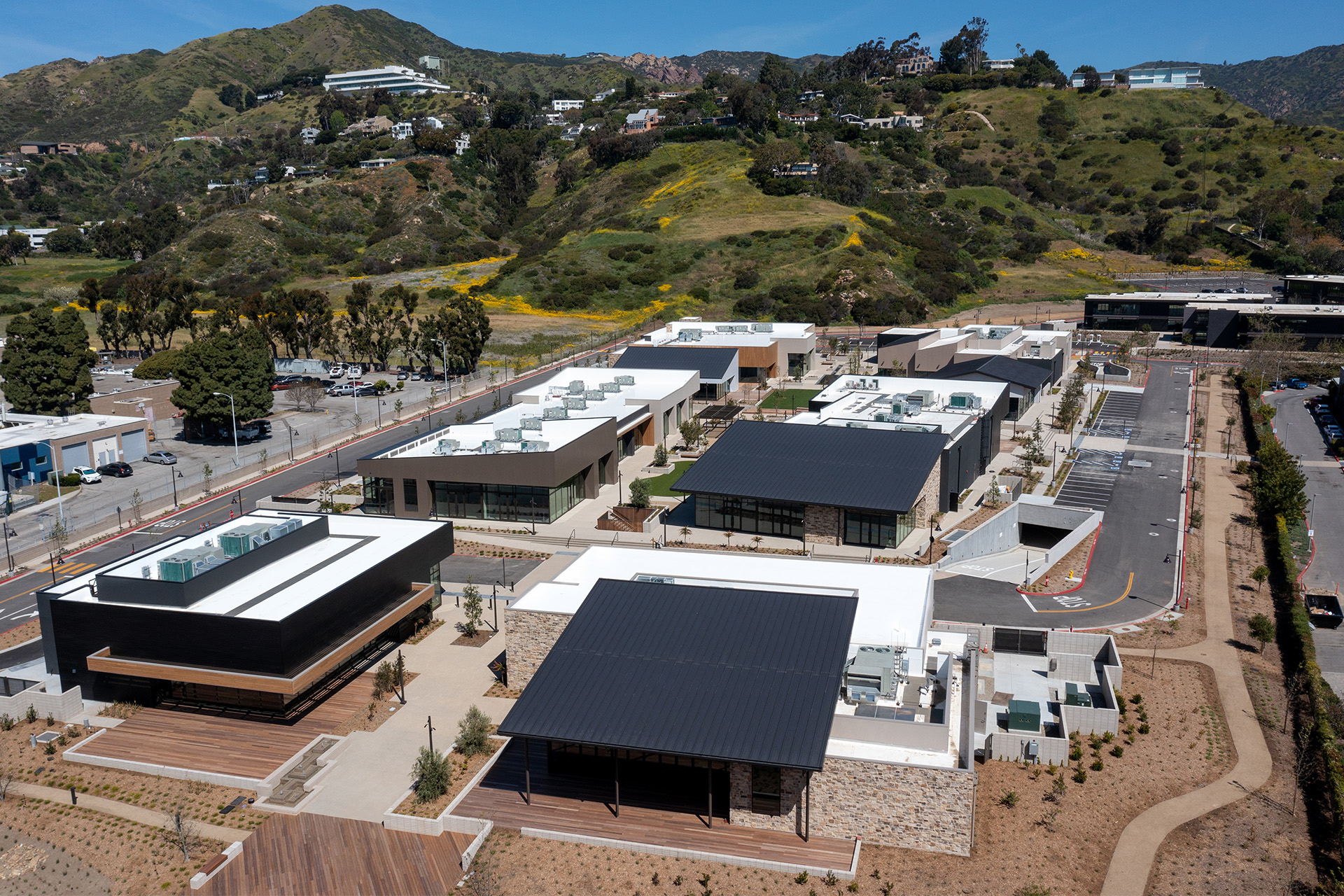 Eberhard, A Tecta America Company, LLC Roofing, Waterproofing, and Sheet Metal project of the newly developed commercial retail mixed space Cross Creek Ranch in Malibu California